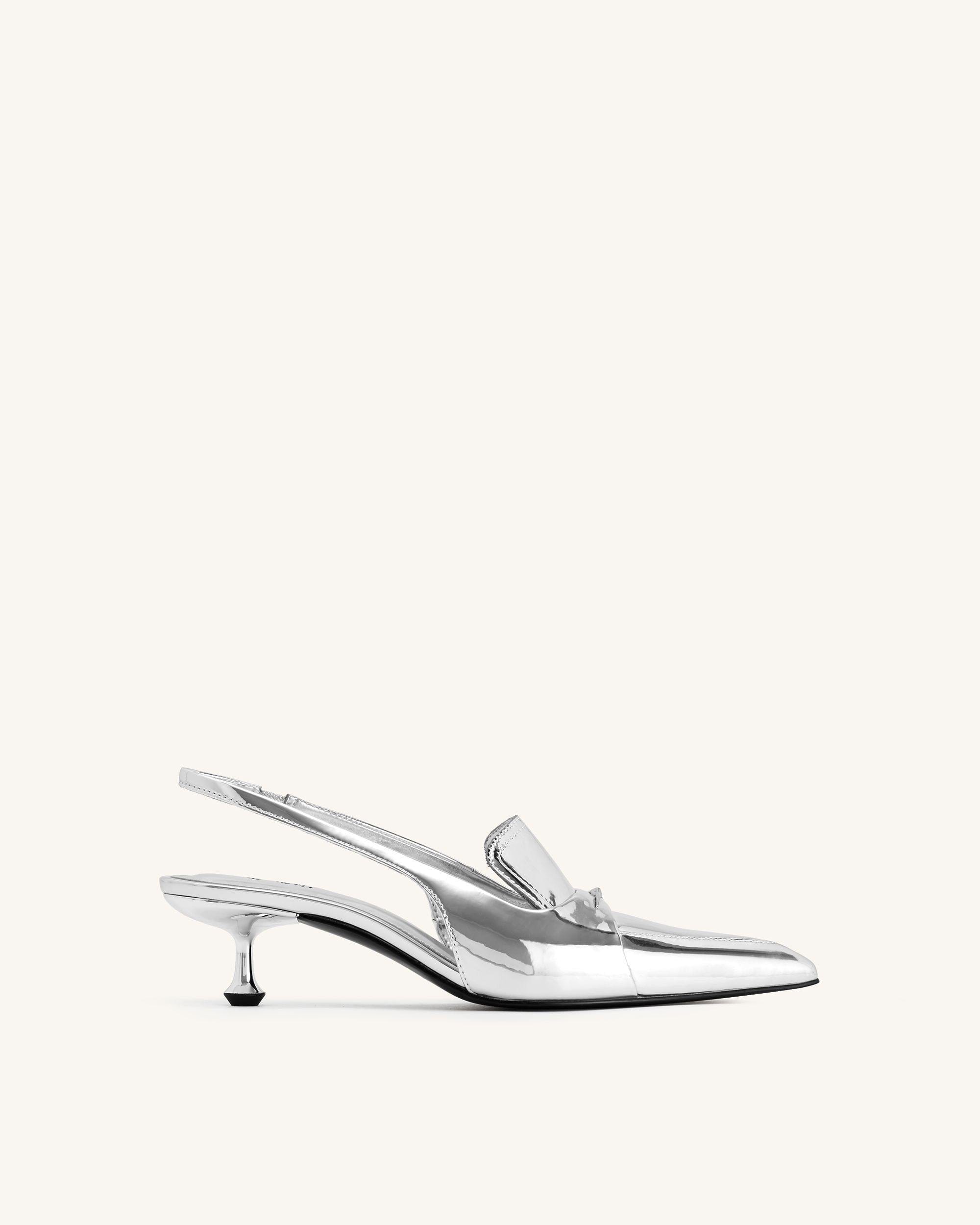 Jw Pei Carla Metallic Kitten Heel Pumps Silver