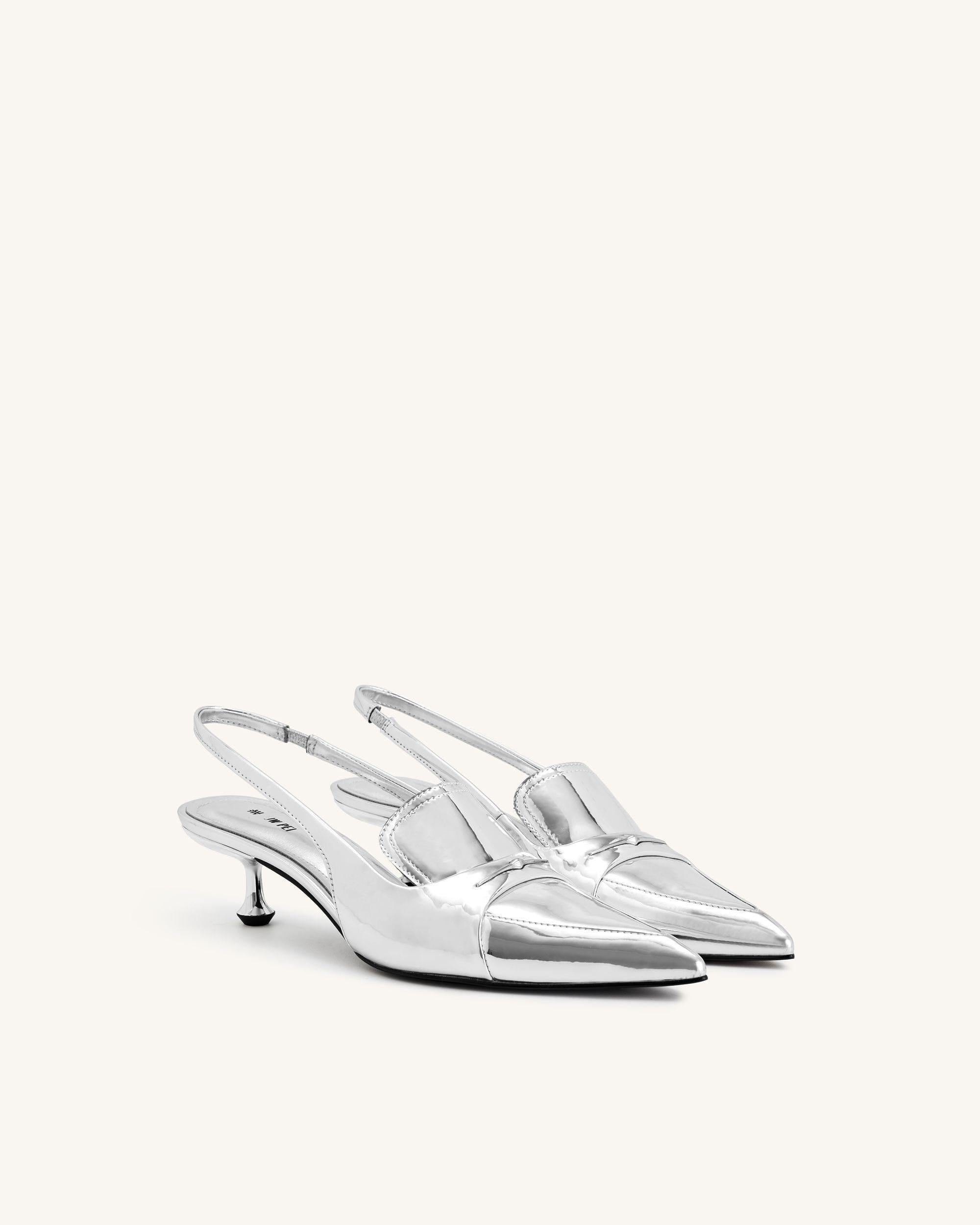 Jw Pei Carla Metallic Kitten Heel Pumps Silver