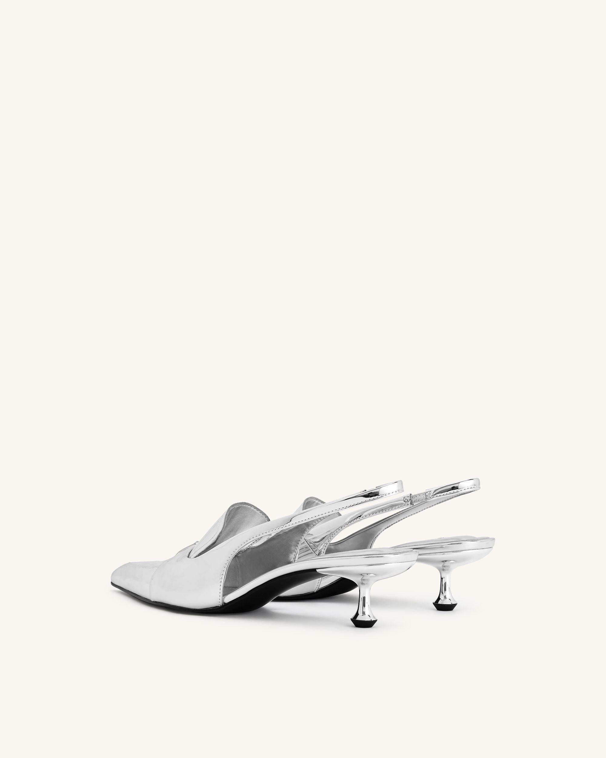 Jw Pei Carla Metallic Kitten Heel Pumps Silver