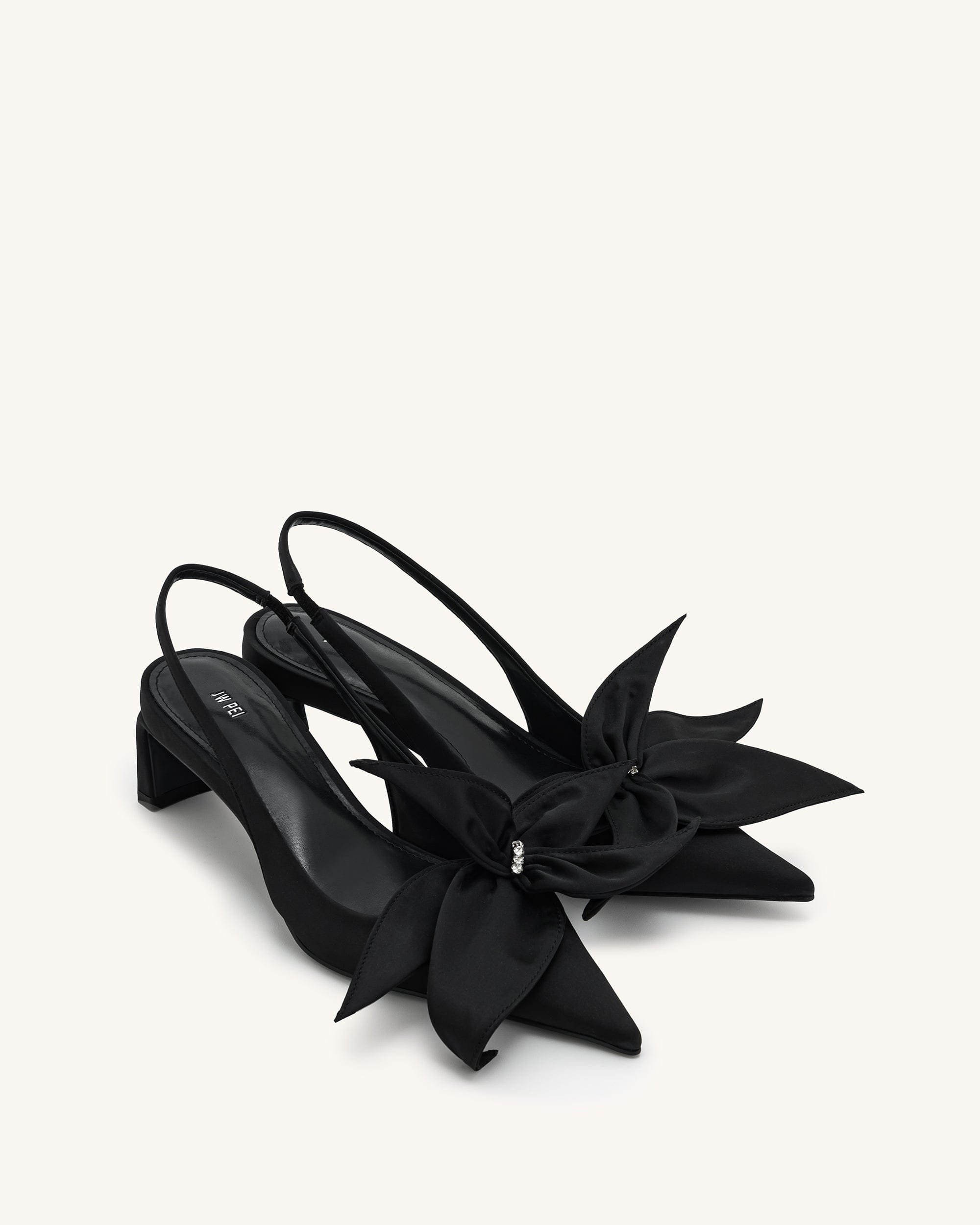 Jw Pei Queena Floral Appliques Slingback Pumps Black