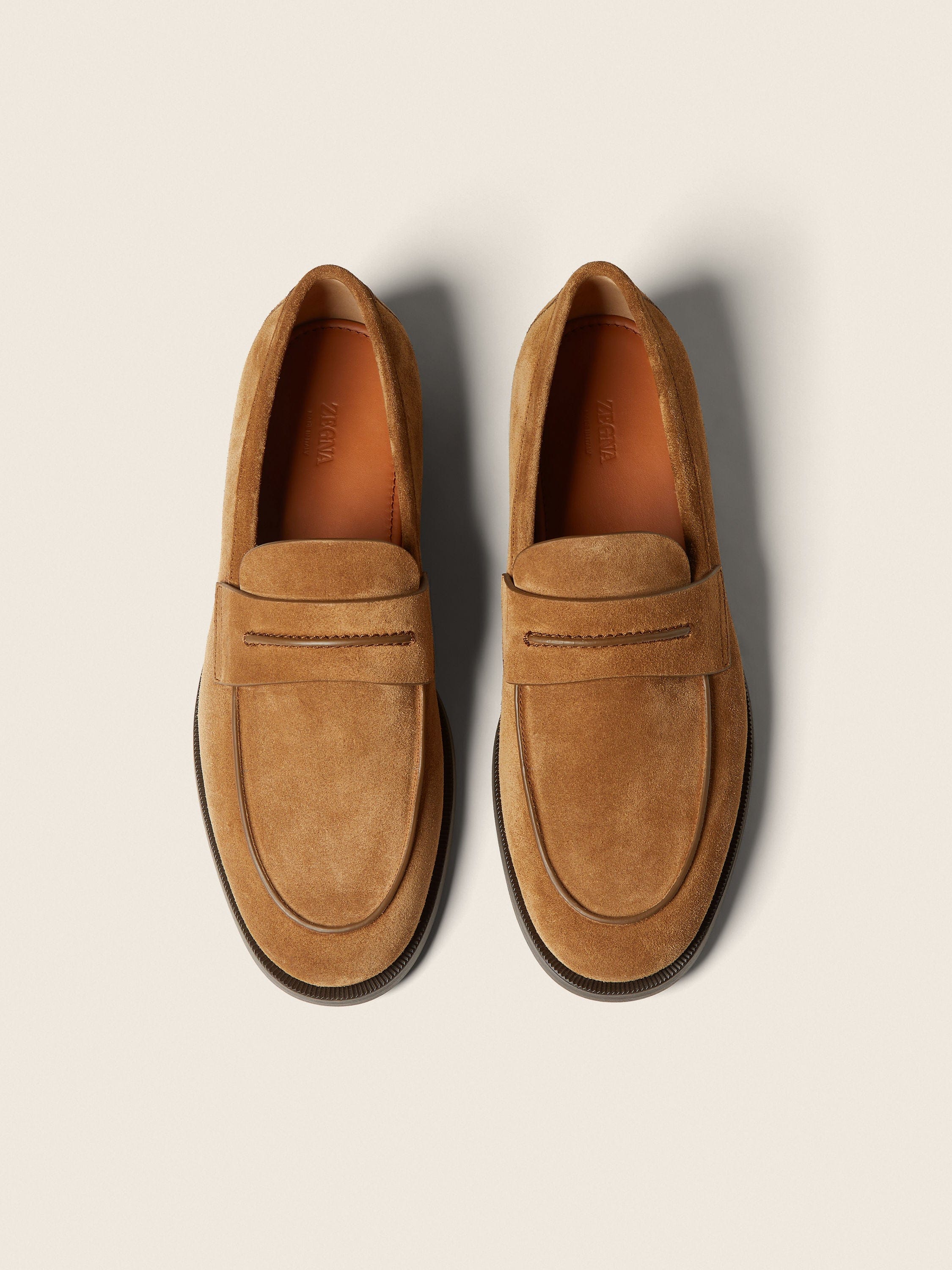 Zegna Tobacco Suede Mocassin Corso Loafers