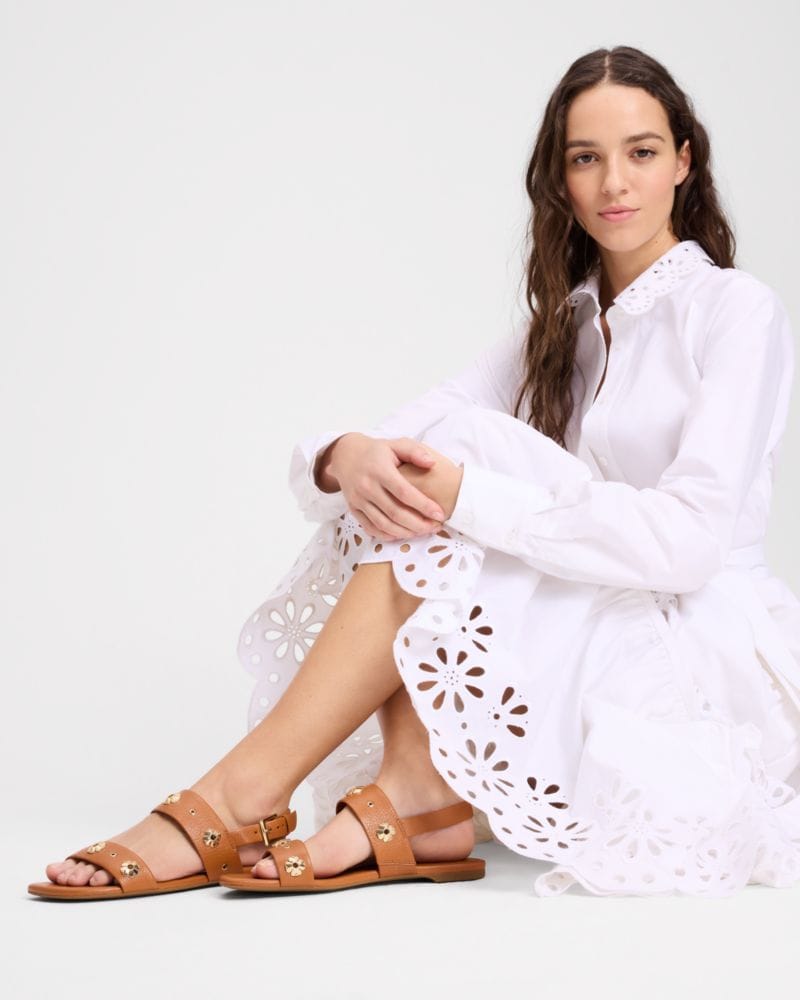 Katespade Spade Flower Stud Flat Sandals Saddle