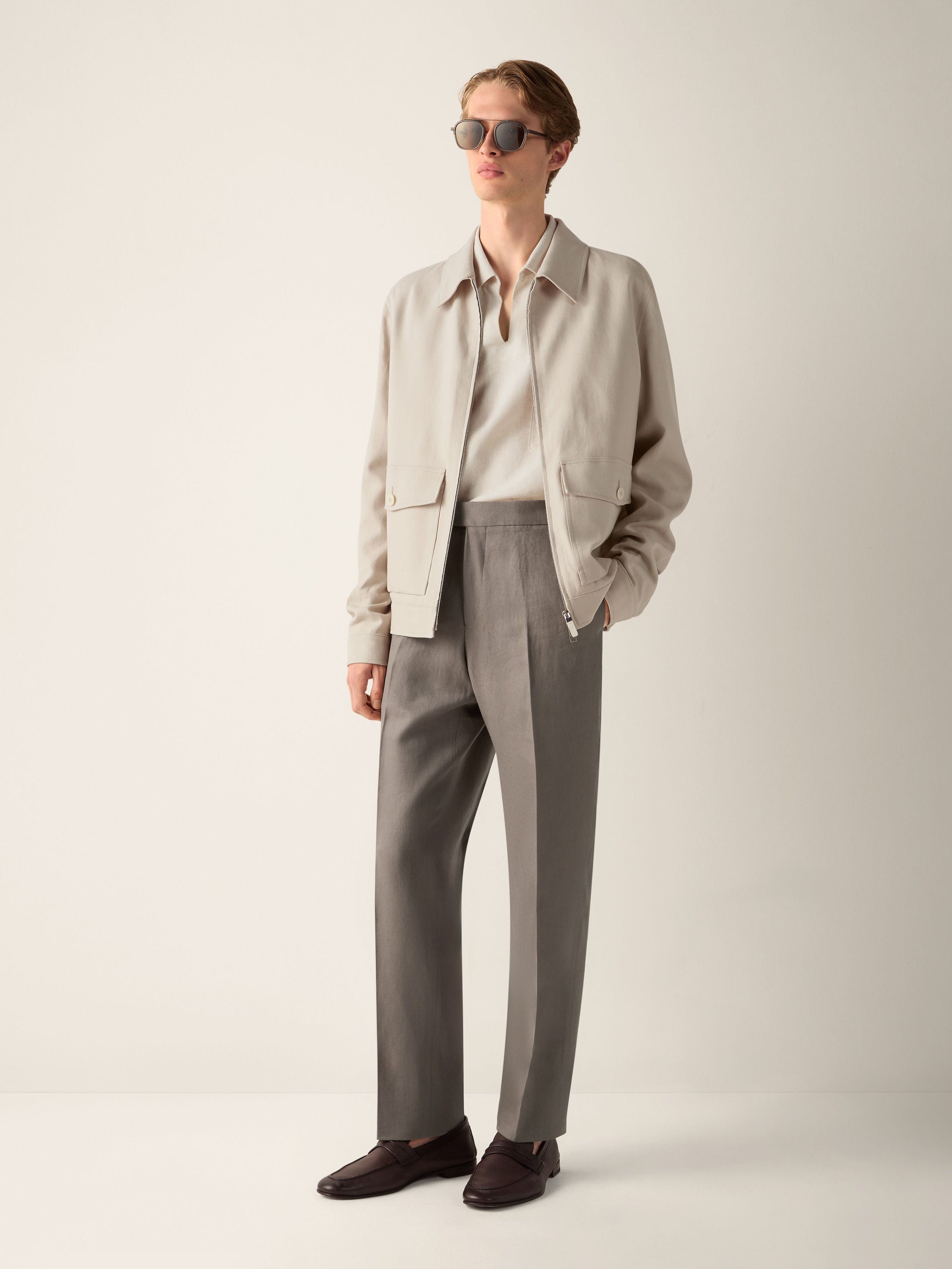 Zegna Dark Taupe Oasi Lino Pants