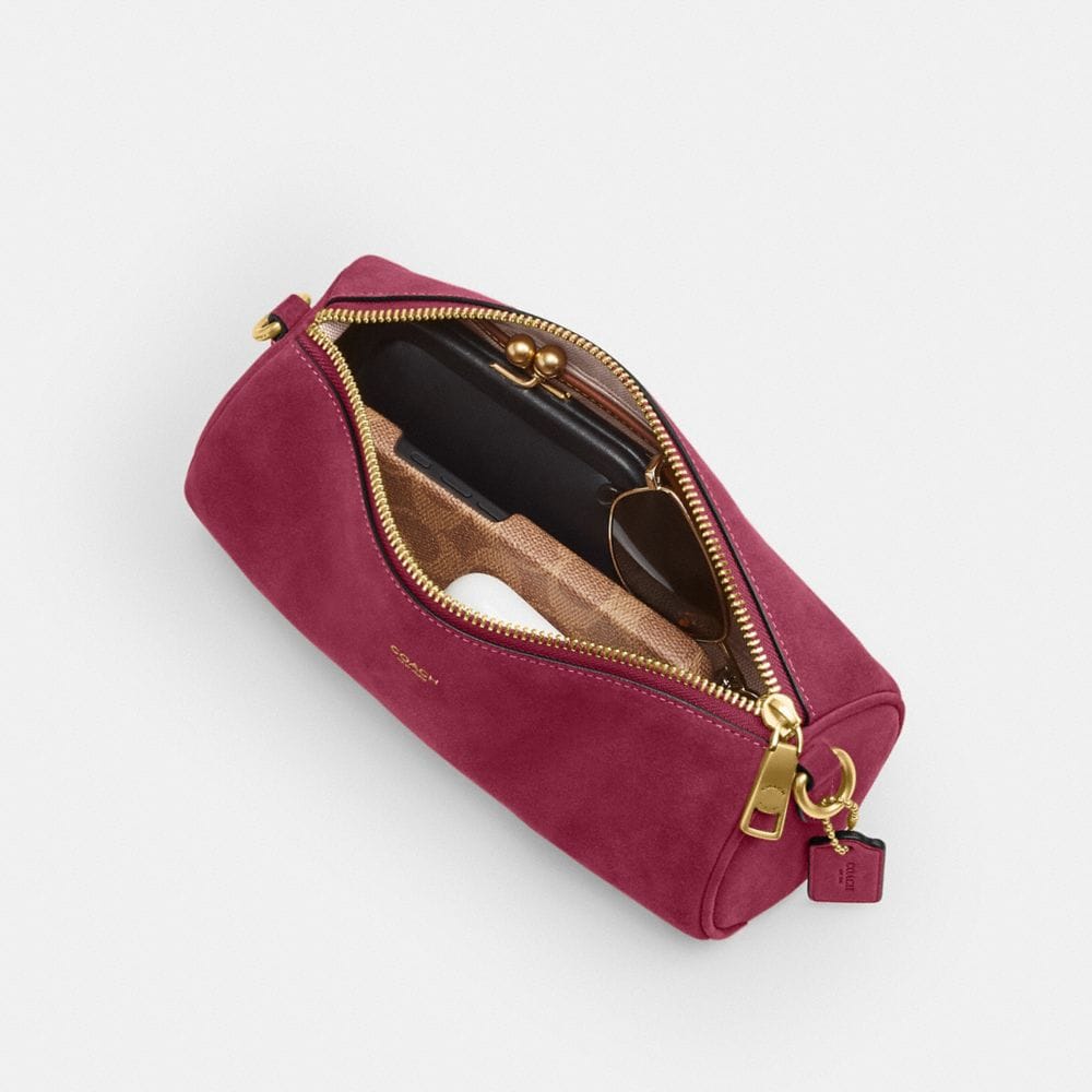 Coach Barrel Bag Brass Dark Fuchsia