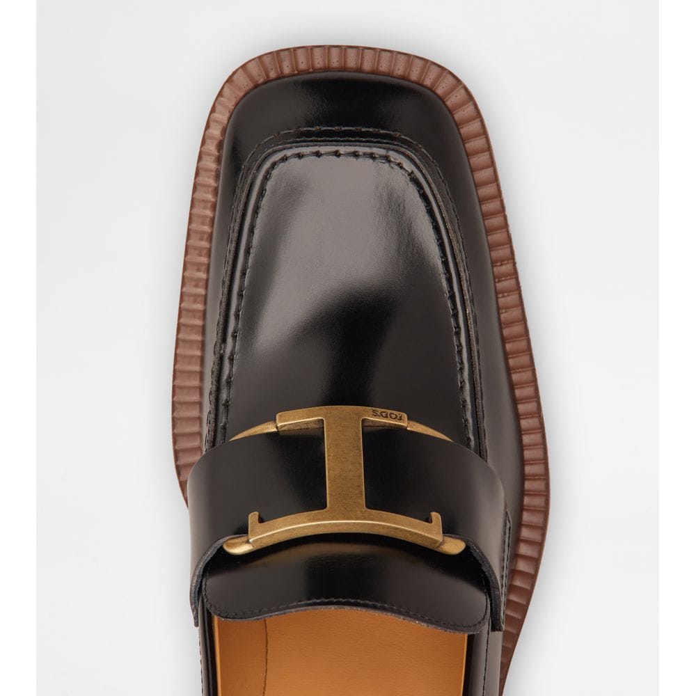 Tods Platform Loafers In Leather Black Womens
