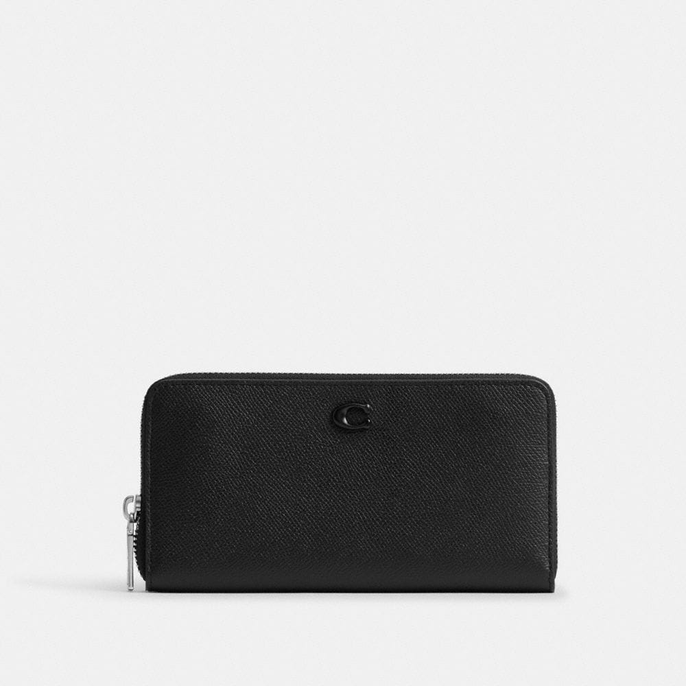 Coach Accordion Wallet With Signature Canvas Interior Black