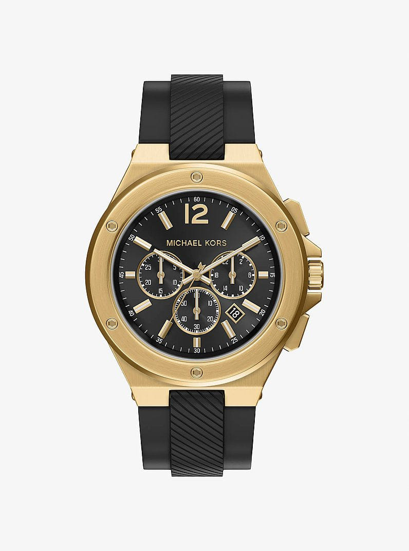 Michael Kors Oversized Lennox Gold-Tone and Silicone Watch Gold