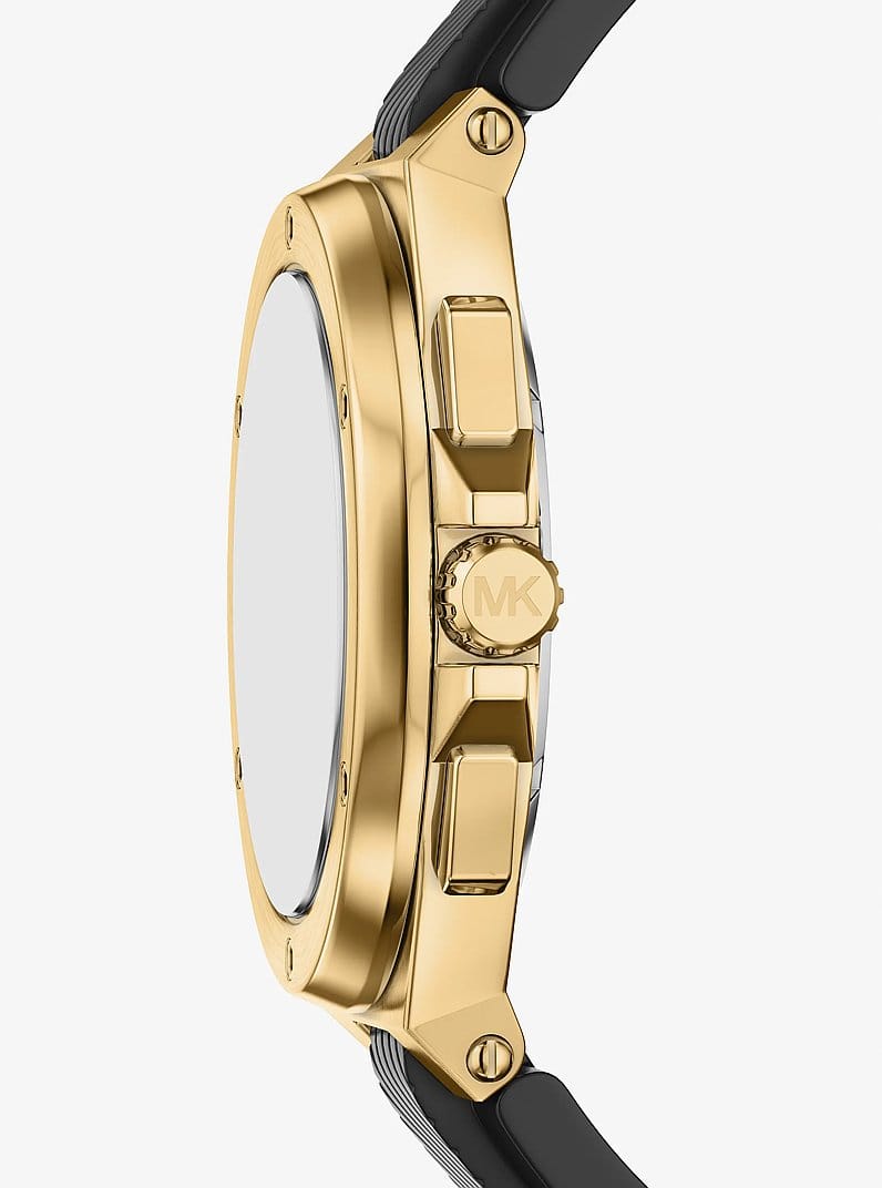 Michael Kors Oversized Lennox Gold-Tone and Silicone Watch Gold