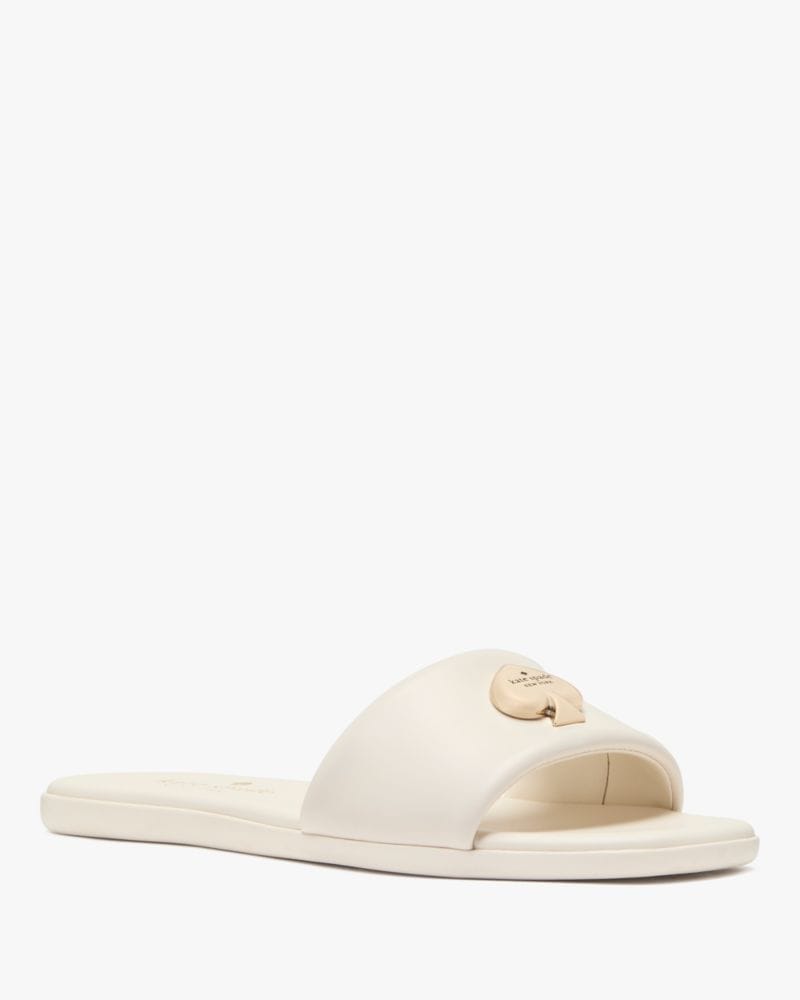 Katespade Kendall Smooth Leather Slide Sandal Cream