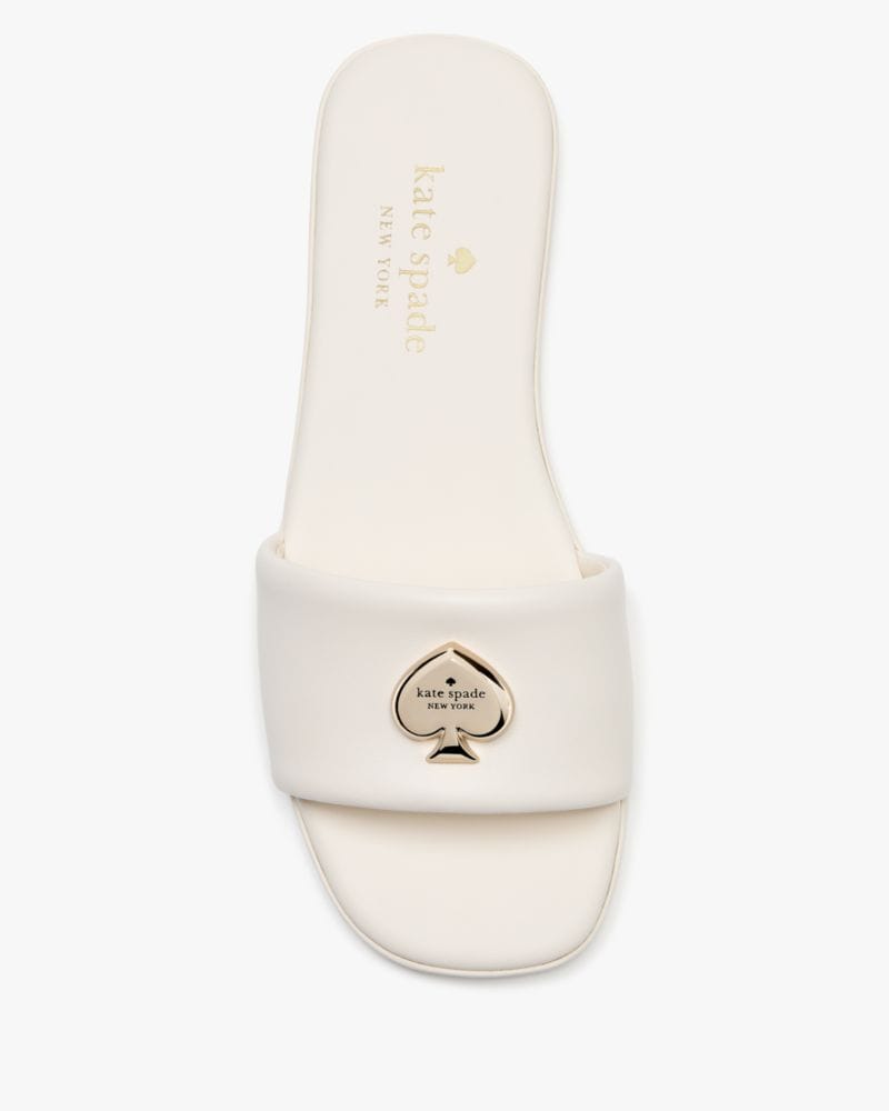 Katespade Kendall Smooth Leather Slide Sandal Cream