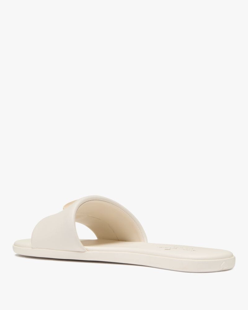 Katespade Kendall Smooth Leather Slide Sandal Cream
