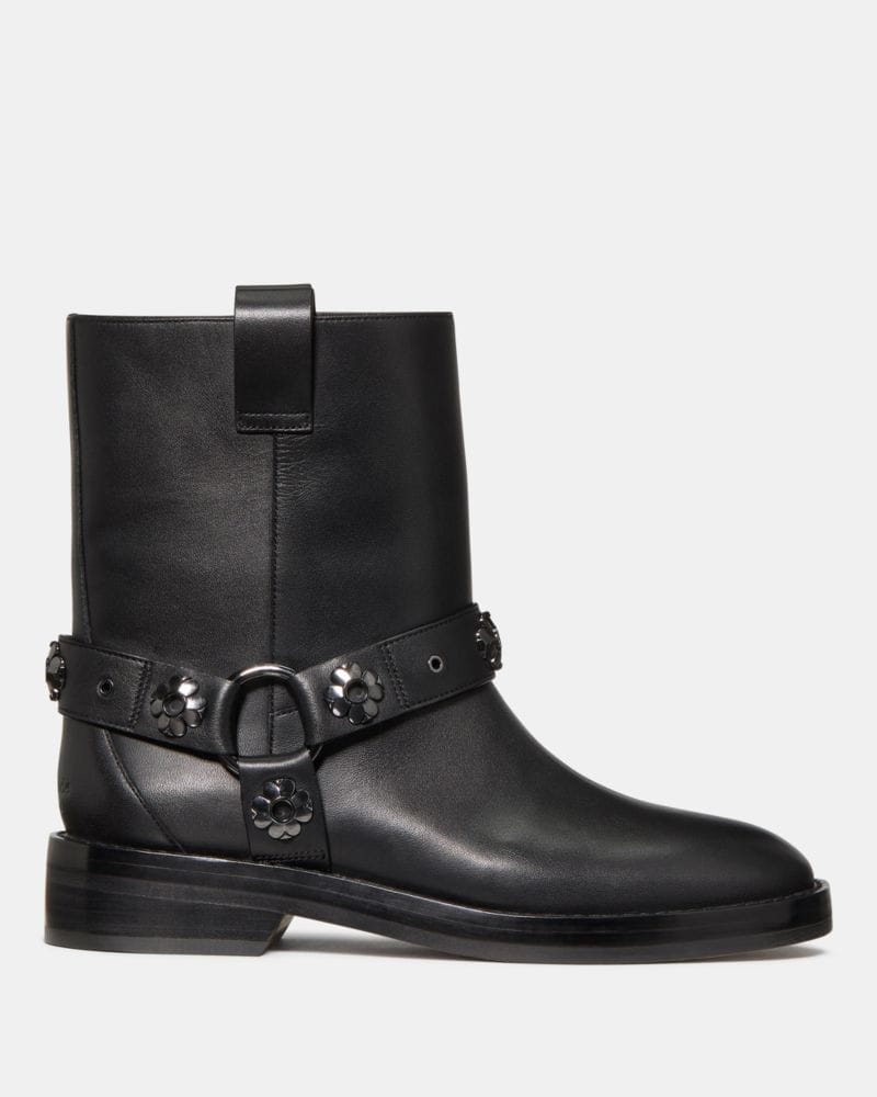 Katespade Spade Flower Stud Moto Boot Black