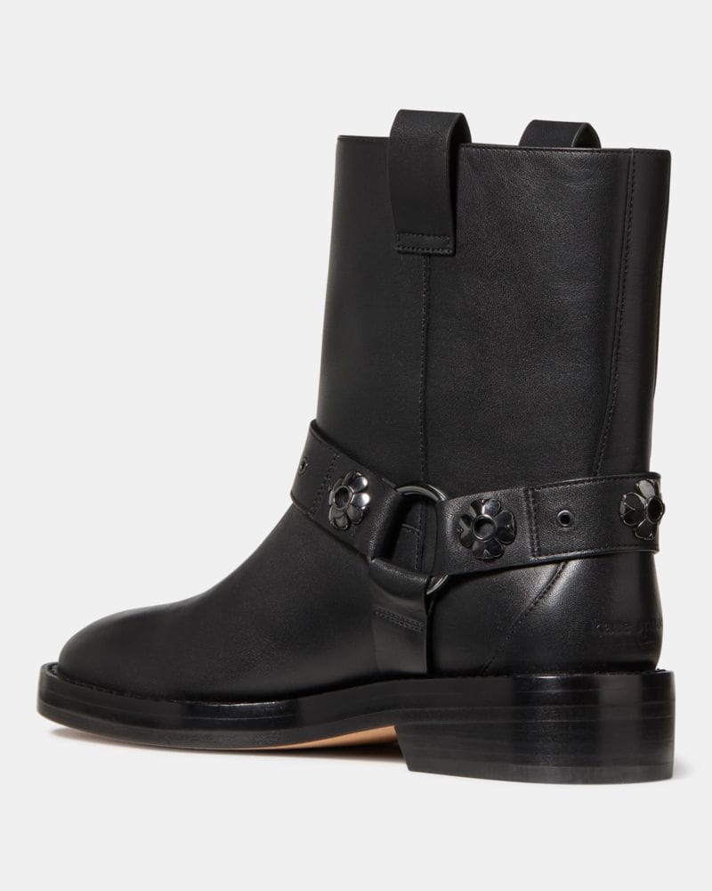 Katespade Spade Flower Stud Moto Boot Black
