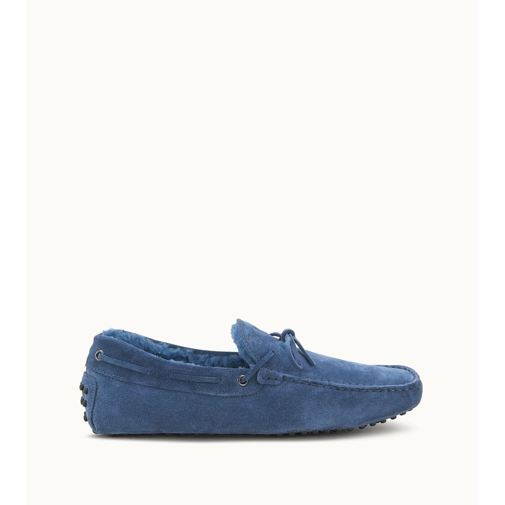 Tods Gommino Driving Shoes In Suede Blue Mens