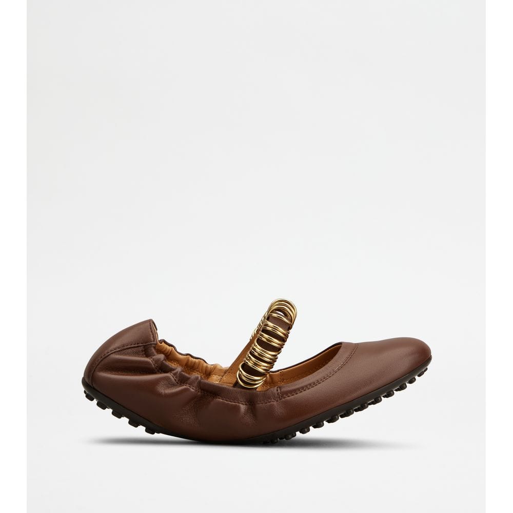 Tods Ballerinas In Leather Brown Womens