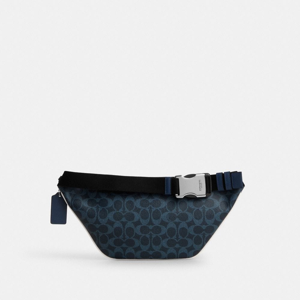 Coach Travis Belt Bag 35 In Signature Canvas Silver Ink Blue