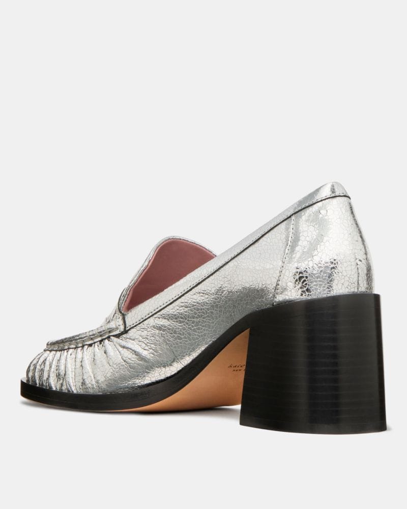 Katespade Penni Heeled Loafer Silver