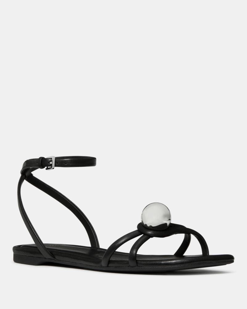 Katespade Harmony Smooth Leather Flat Sandal Black