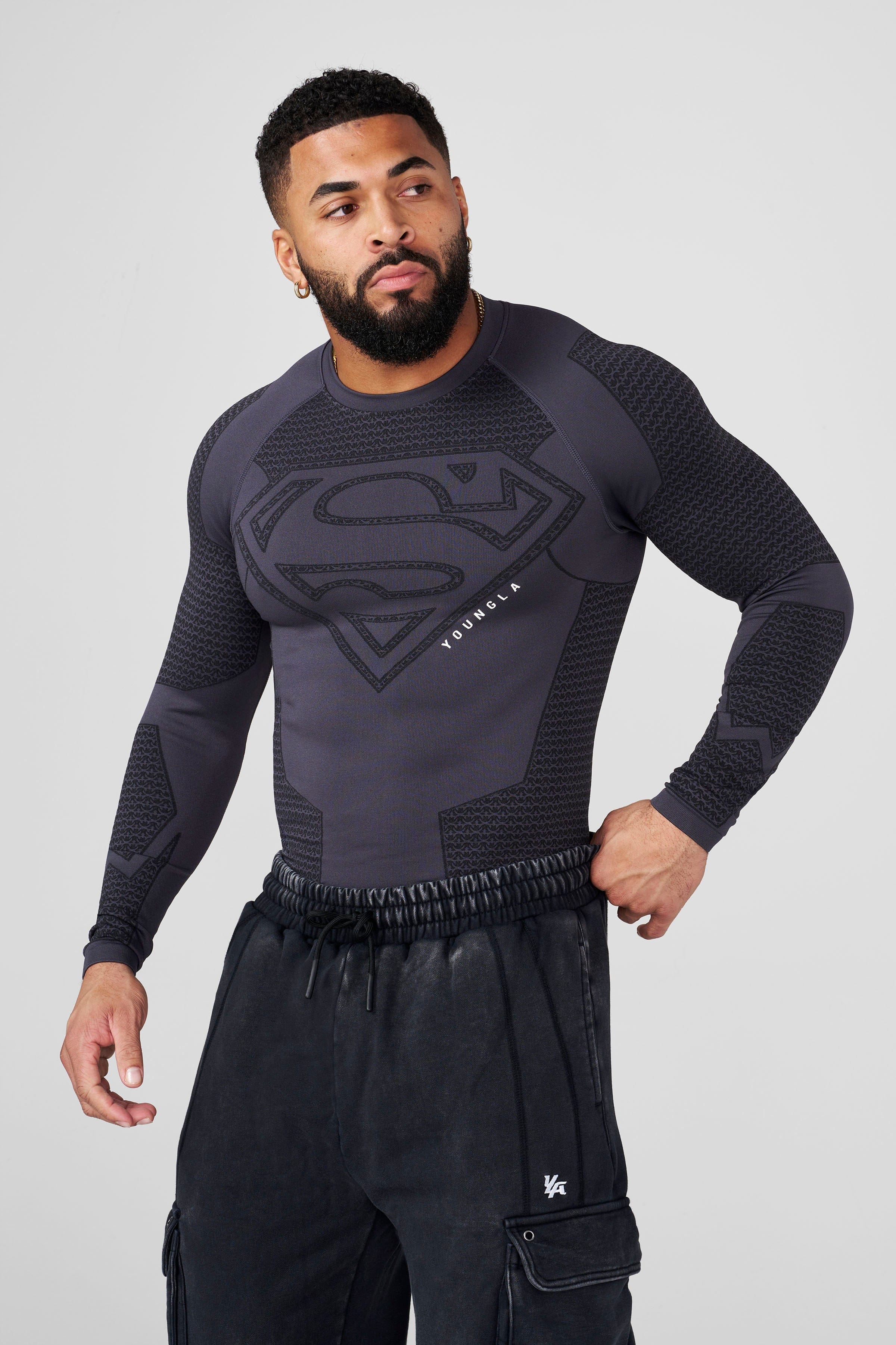 YoungLA 8066 Superman Compression Longsleeves Charcoal
