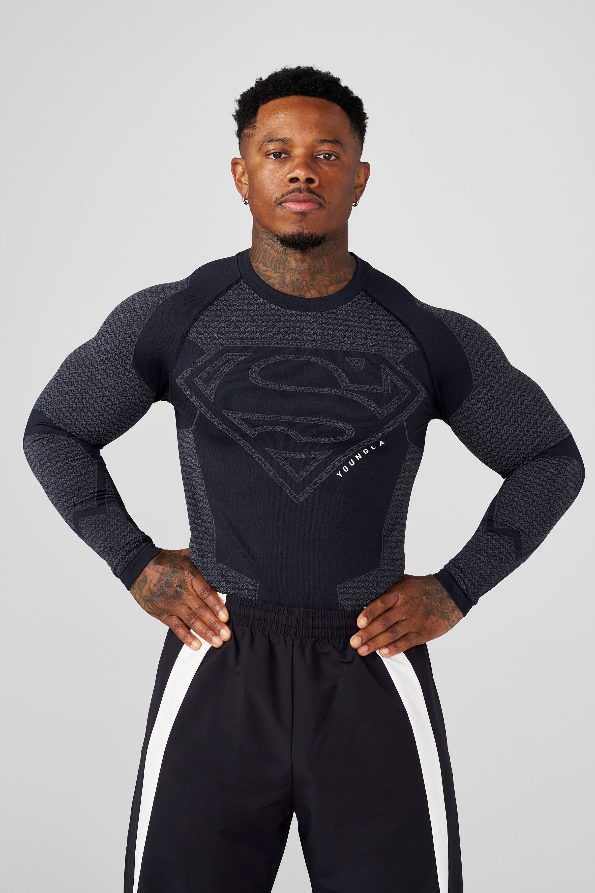 YoungLA 8066 Superman Compression Longsleeves Black