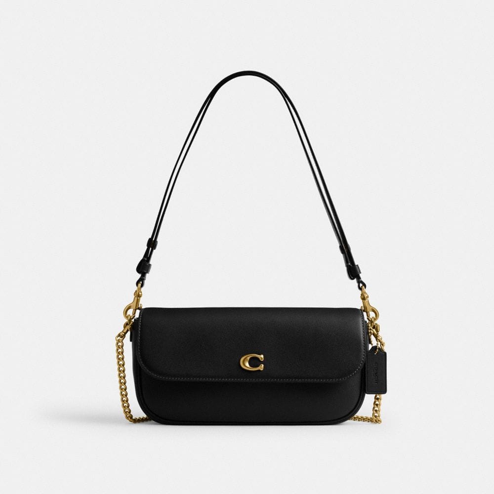 Coach Brook Flap Chain Bag Brass Black