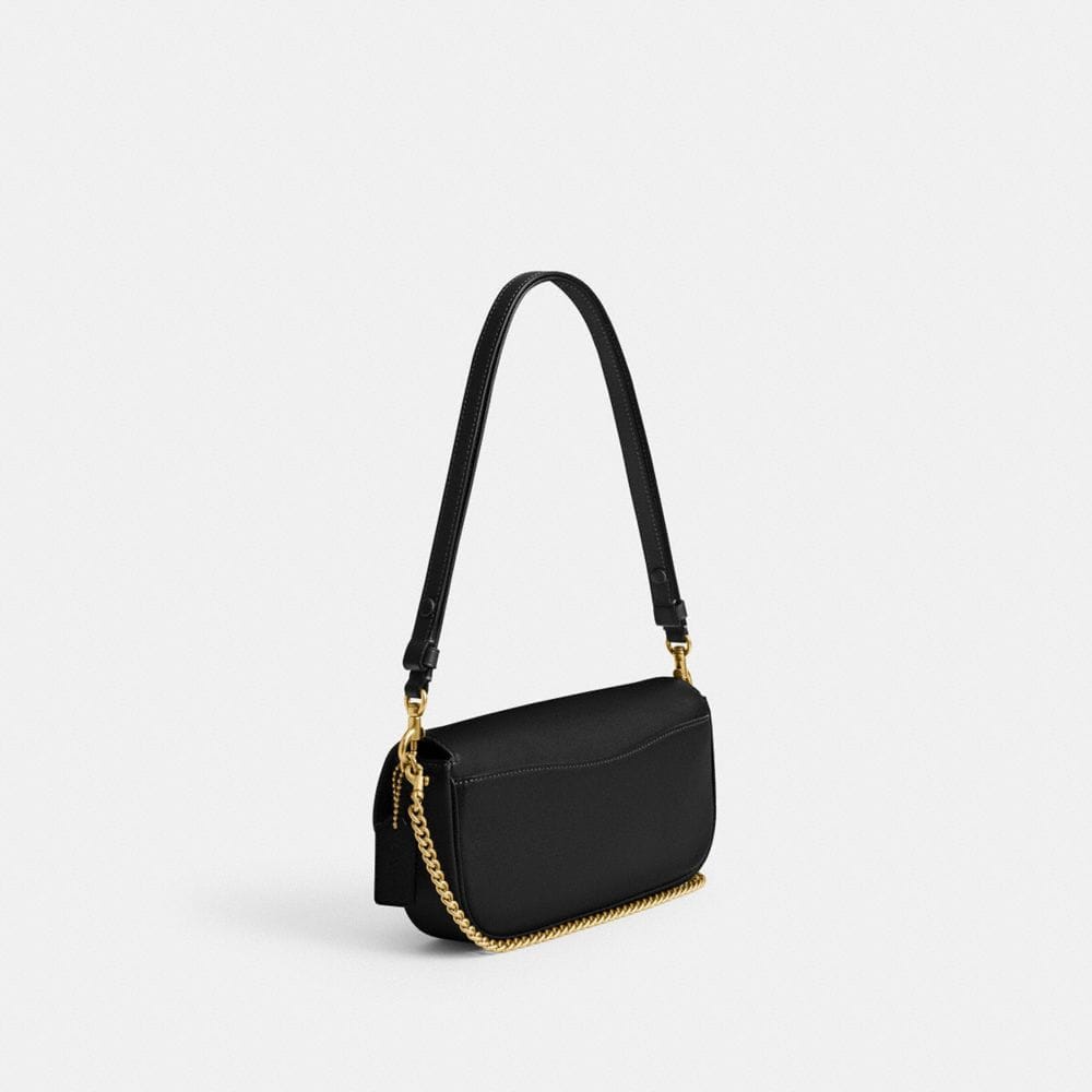 Coach Brook Flap Chain Bag Brass Black