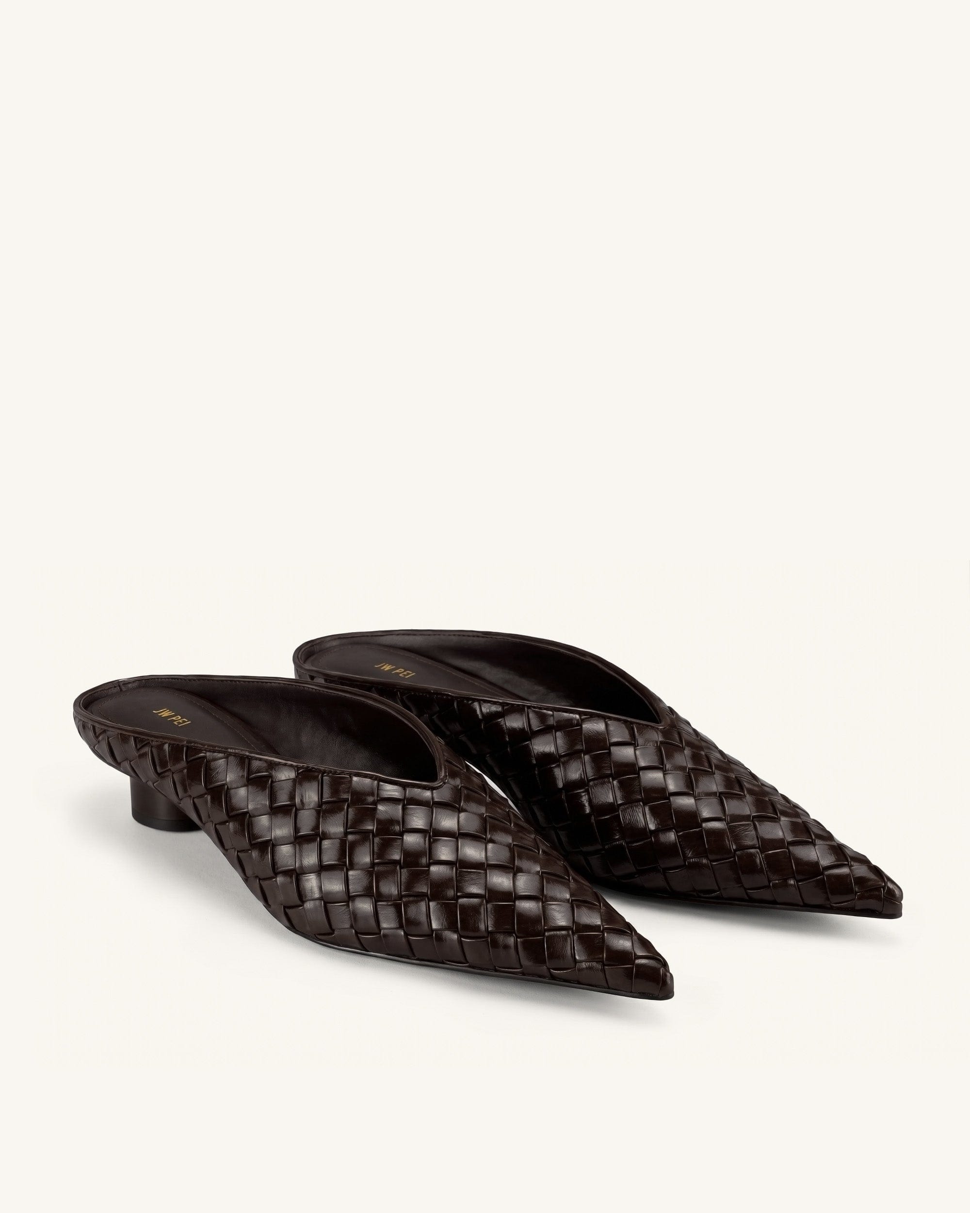 Jw Pei Helena Woven Textured Pointed Toe Mules Burgundy