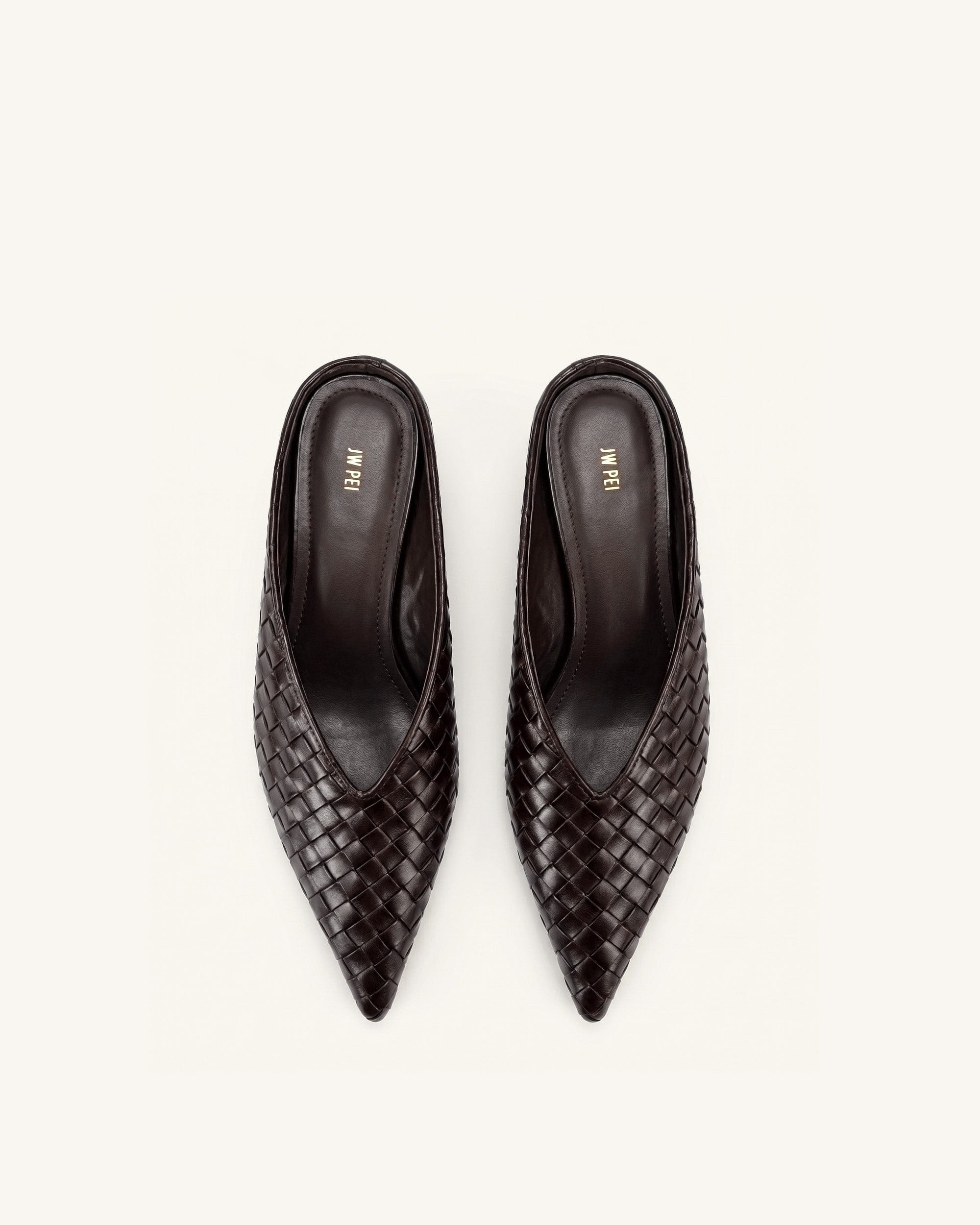 Jw Pei Helena Woven Textured Pointed Toe Mules Burgundy