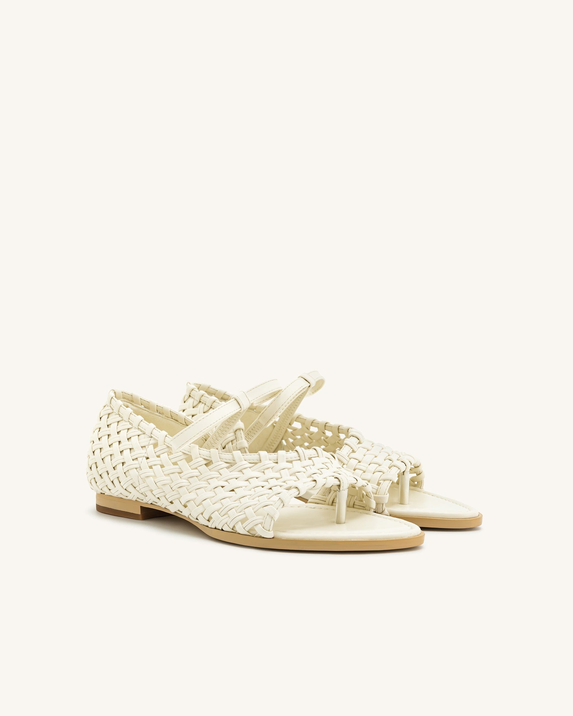 Jw Pei Jocelyn Weave Strap Flip Flops Beige
