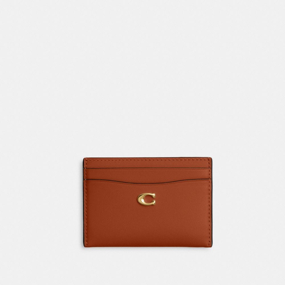 Coach Essential Card Case Brass Amber Brown