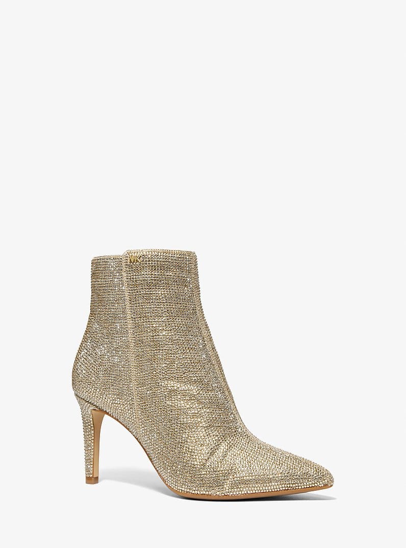 Dorothy Embellished Glitter Chain-Mesh Ankle Boot