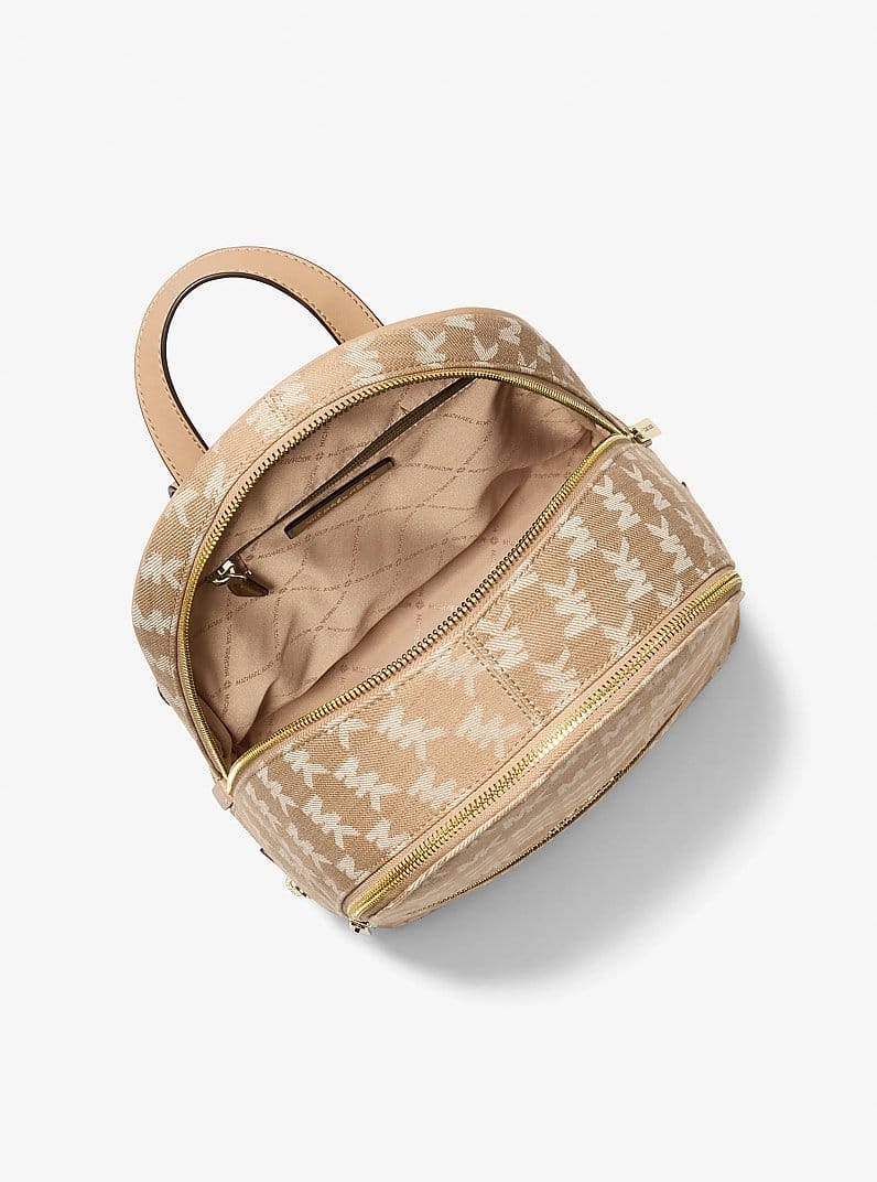 Rhea Medium Logo Jacquard Denim Backpack