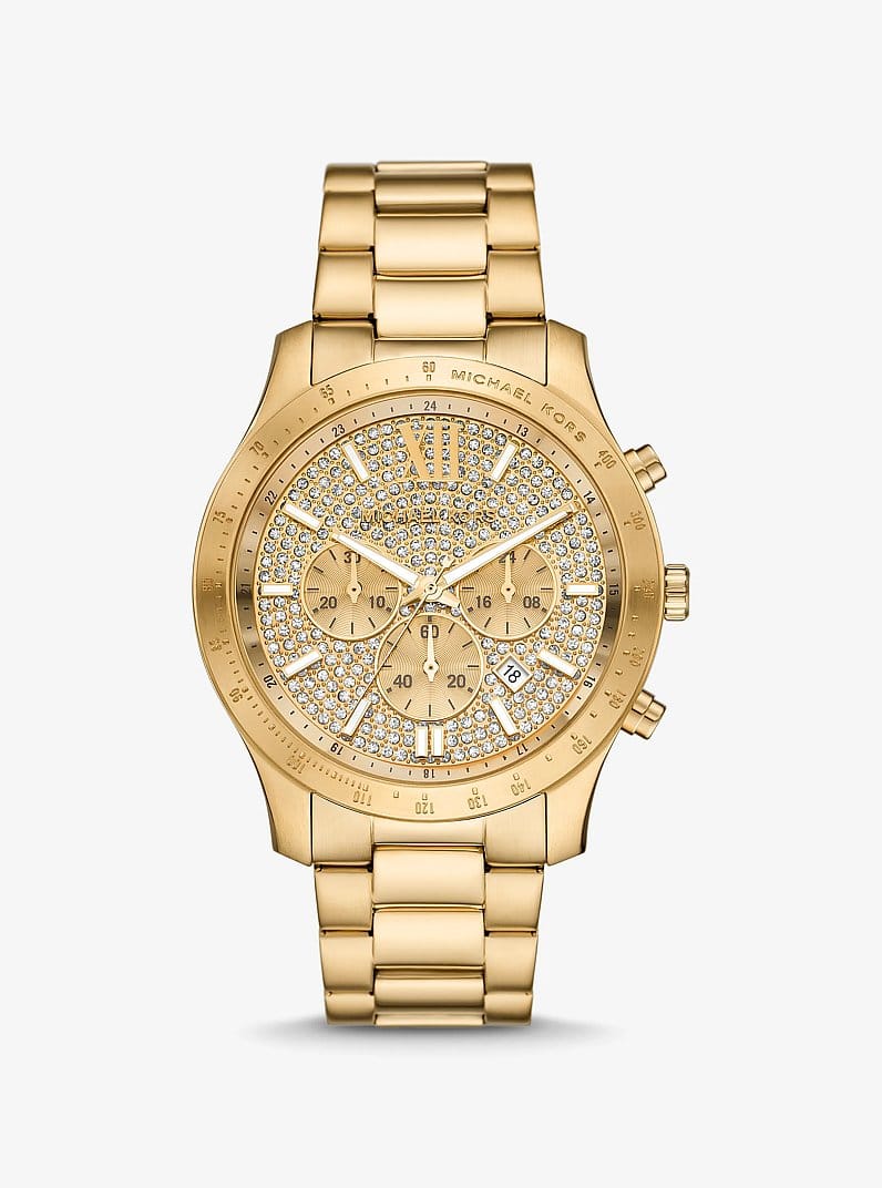 Oversized Berkley Pavé Gold-Tone Watch