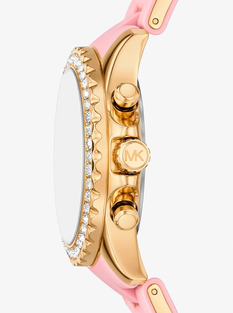 Oversized Everest Pavé Gold-Tone and Silicone Watch