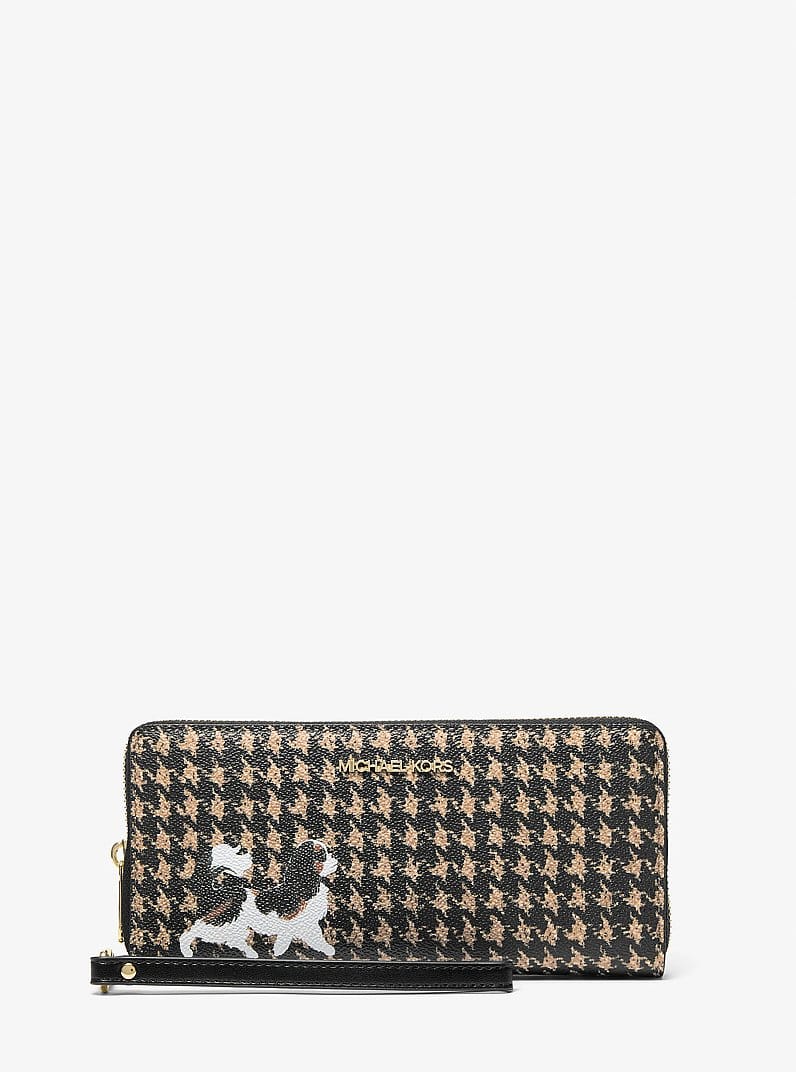 Jet Set Travel Houndstooth Print Continental Wristlet