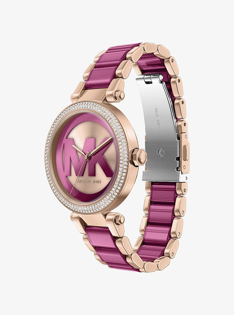 Oversized Parker Pavé Pink-Tone Watch