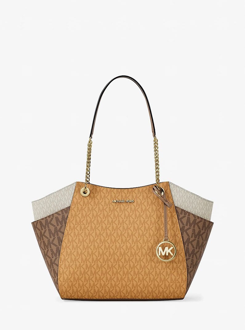 Jet Set Large Color-Block Signature Logo Tote Bag