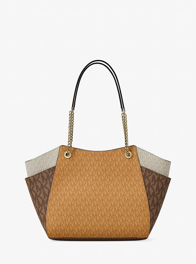 Jet Set Large Color-Block Signature Logo Tote Bag
