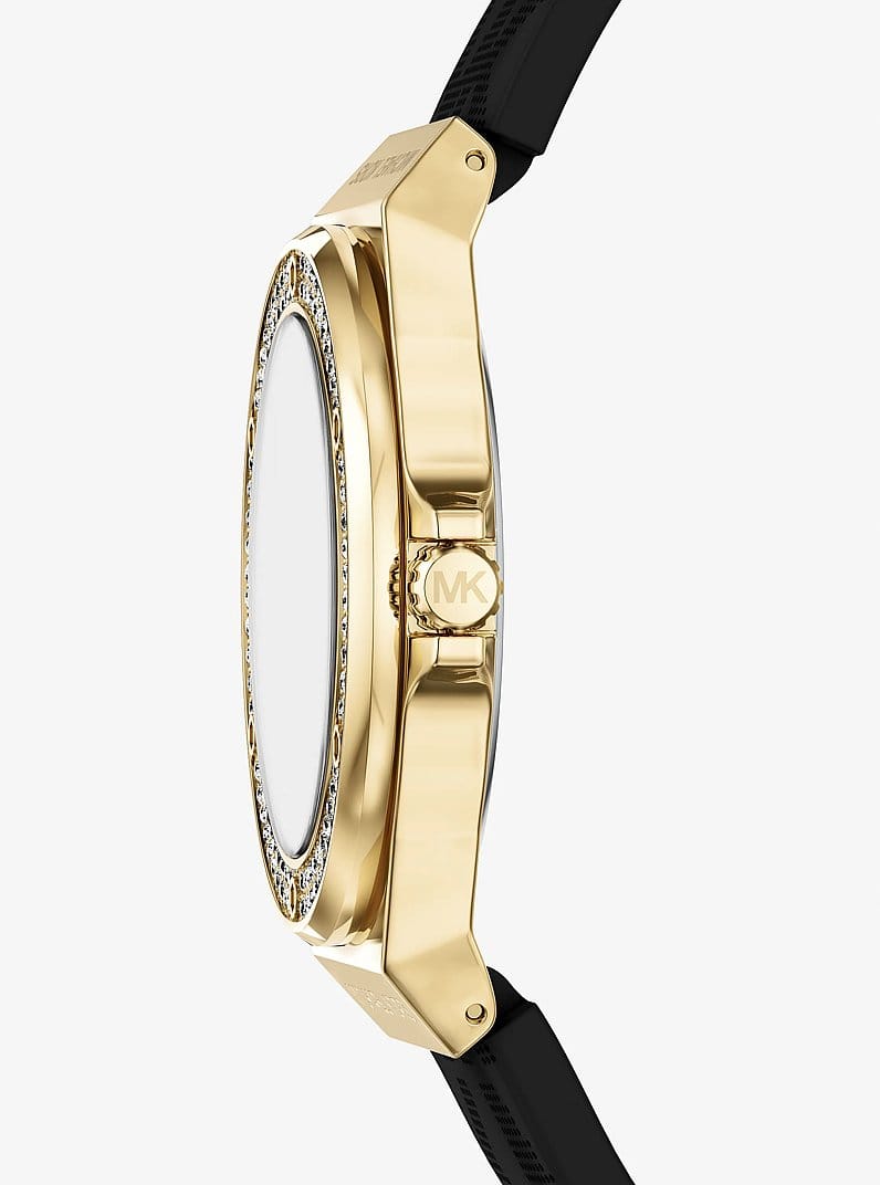 Lennox Pavé Gold-Tone and Logo Strap Watch