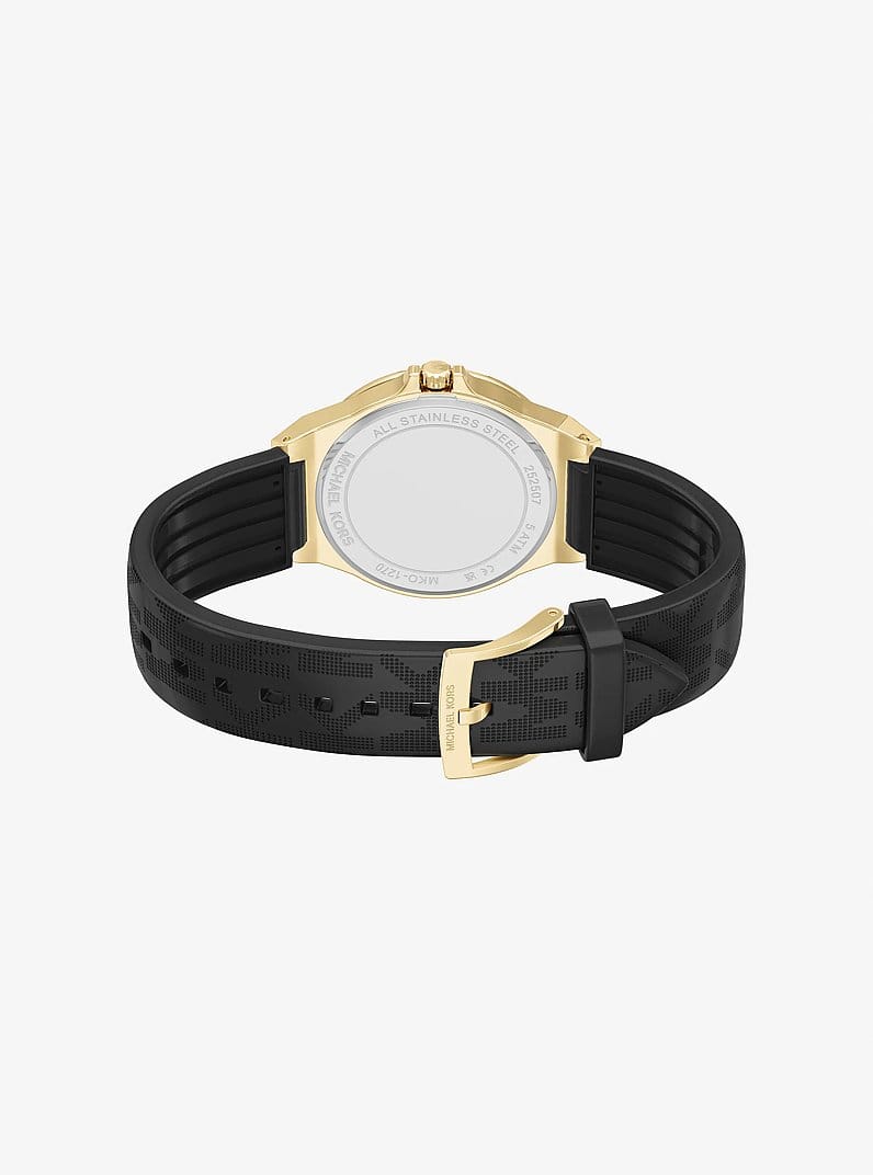 Lennox Pavé Gold-Tone and Logo Strap Watch