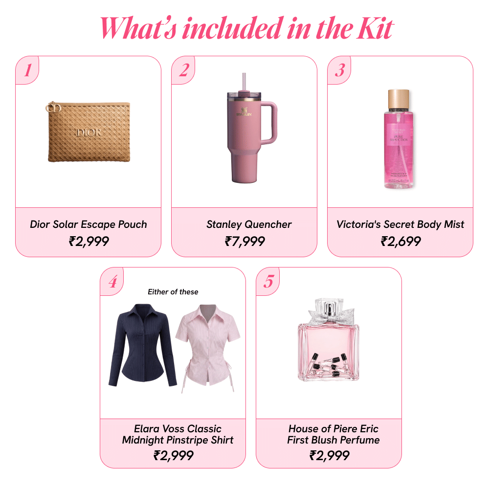 Girl kit ( Main Character edit- Worth 20k ) - | Dior Solar escape pouch, Stanley, Victoria’s Secret body Mist, luxury perfumes Premium Apparel and more