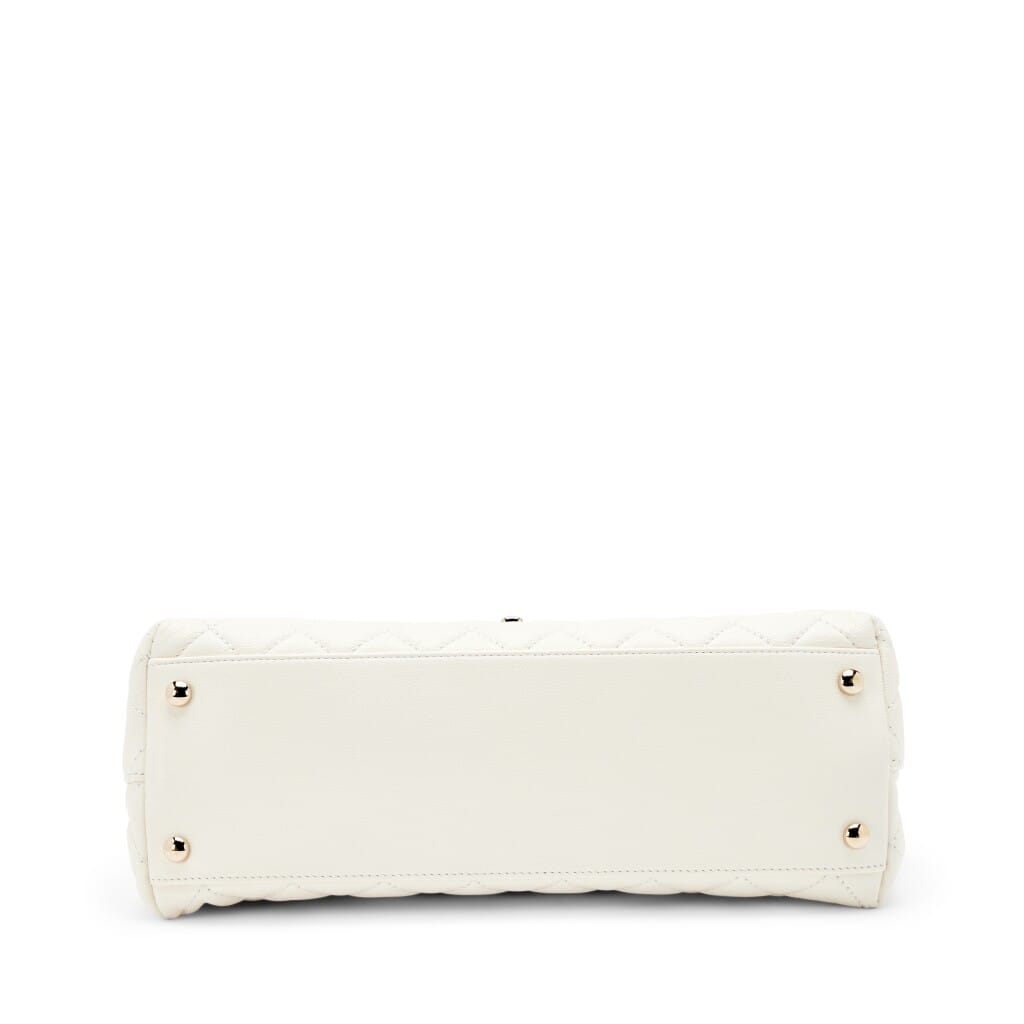 White Quilted Caviar Small Coco Top Handle Light Gold Hardware, 2022