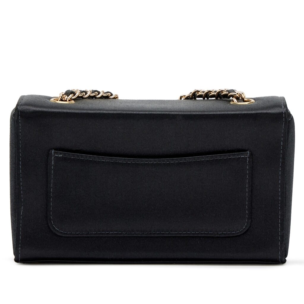 Vintage Black Satin CC Box Mini Flap Bag Gold Hardware, 2002
