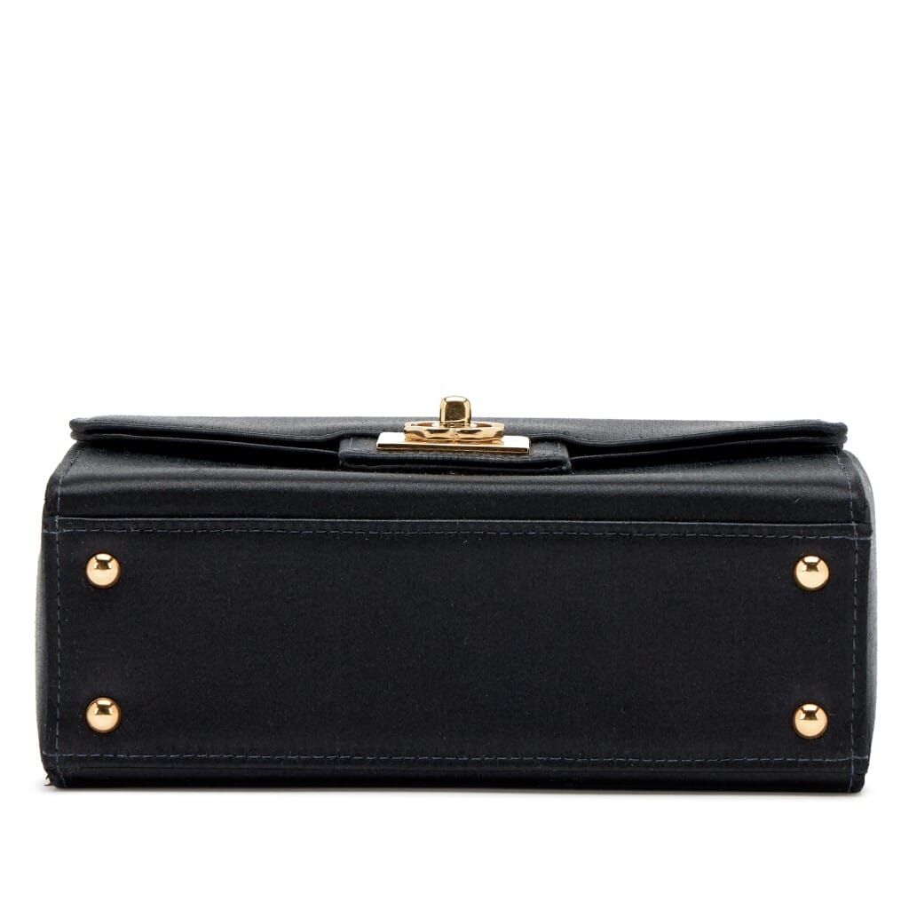 Vintage Black Satin CC Box Mini Flap Bag Gold Hardware, 2002