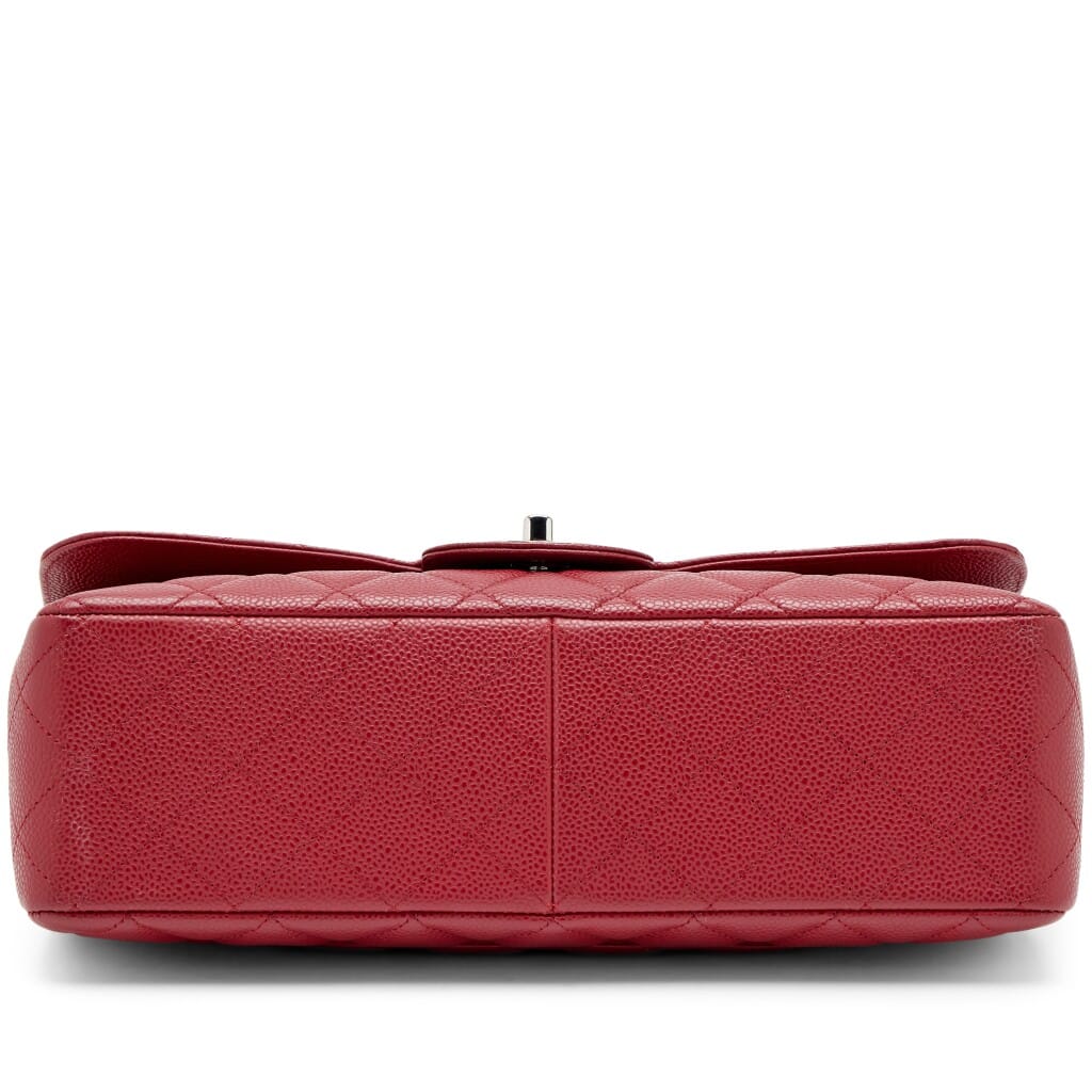 Dark Red Quilted Caviar Jumbo Classic Single Flap Bag Silver Hardware, 2009-2010