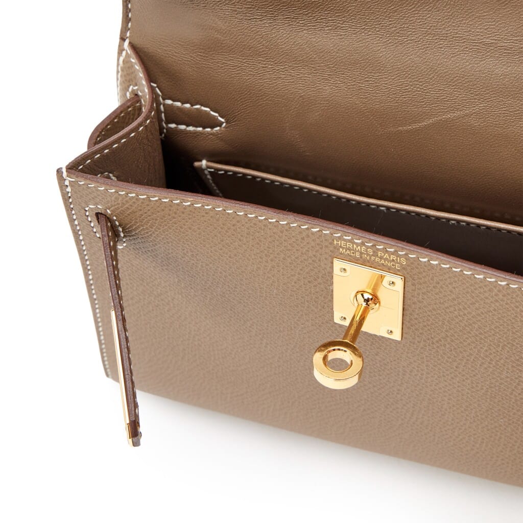 Etoupe Epsom Mini Kelly 20 II Gold Hardware, 2021
