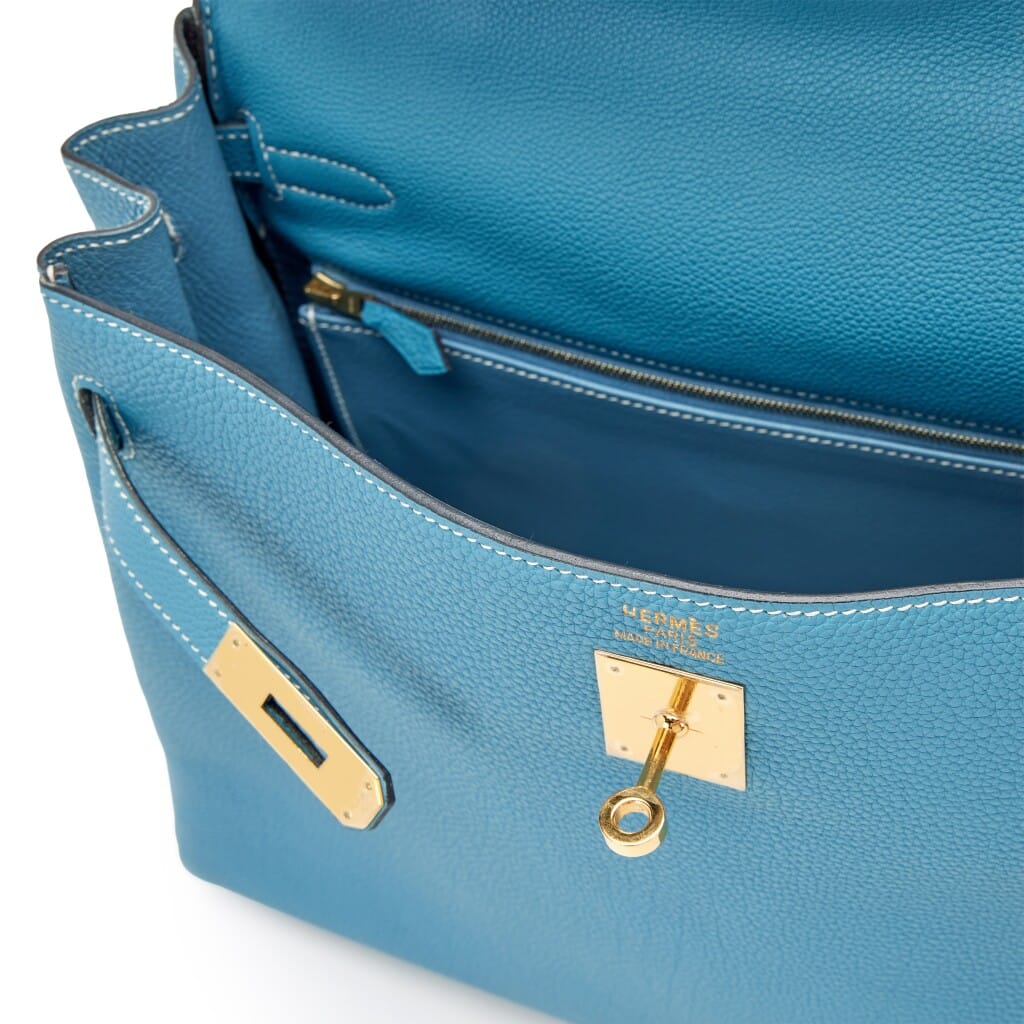 Bleu Jean Retourne Togo Kelly 32 Gold Hardware, 2007
