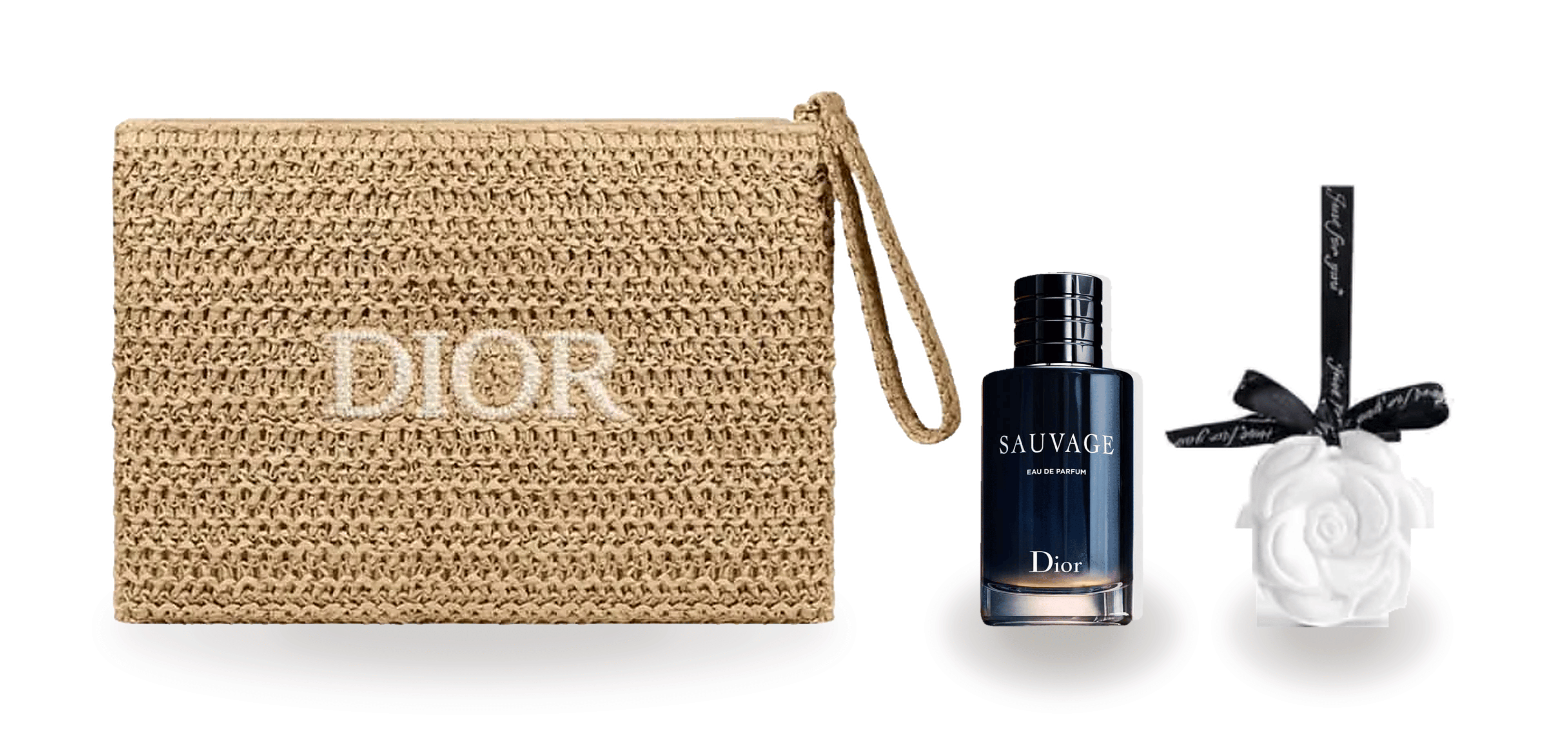 Dior gift set for him (Dior raffia clutch + Dior sauvage edp 10 ml)