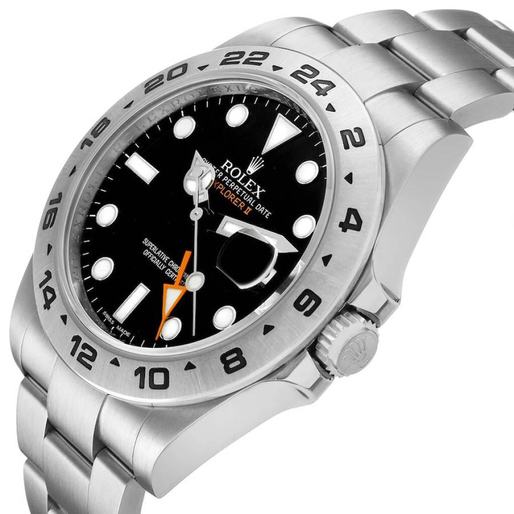 Explorer II (Reference 216570). A 42mm stainless steel automatic wristwatch with date and dual time. 2012