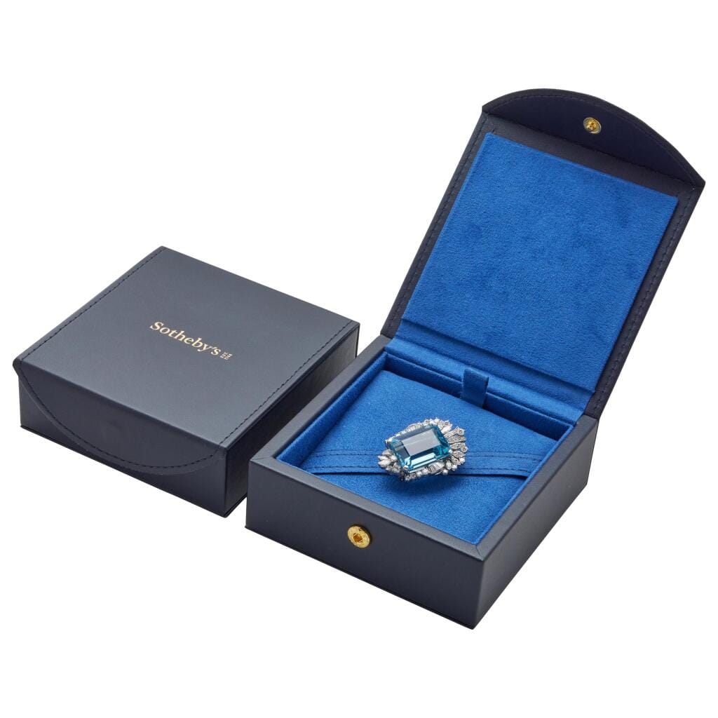 Vintage Platinum, 27.00ct Aquamarine and Diamond Brooch